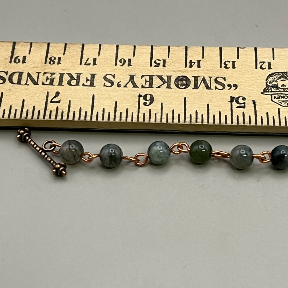 Butterfly Charm Beaded Bracelet - Green and Copper - Picture 2 of 2
